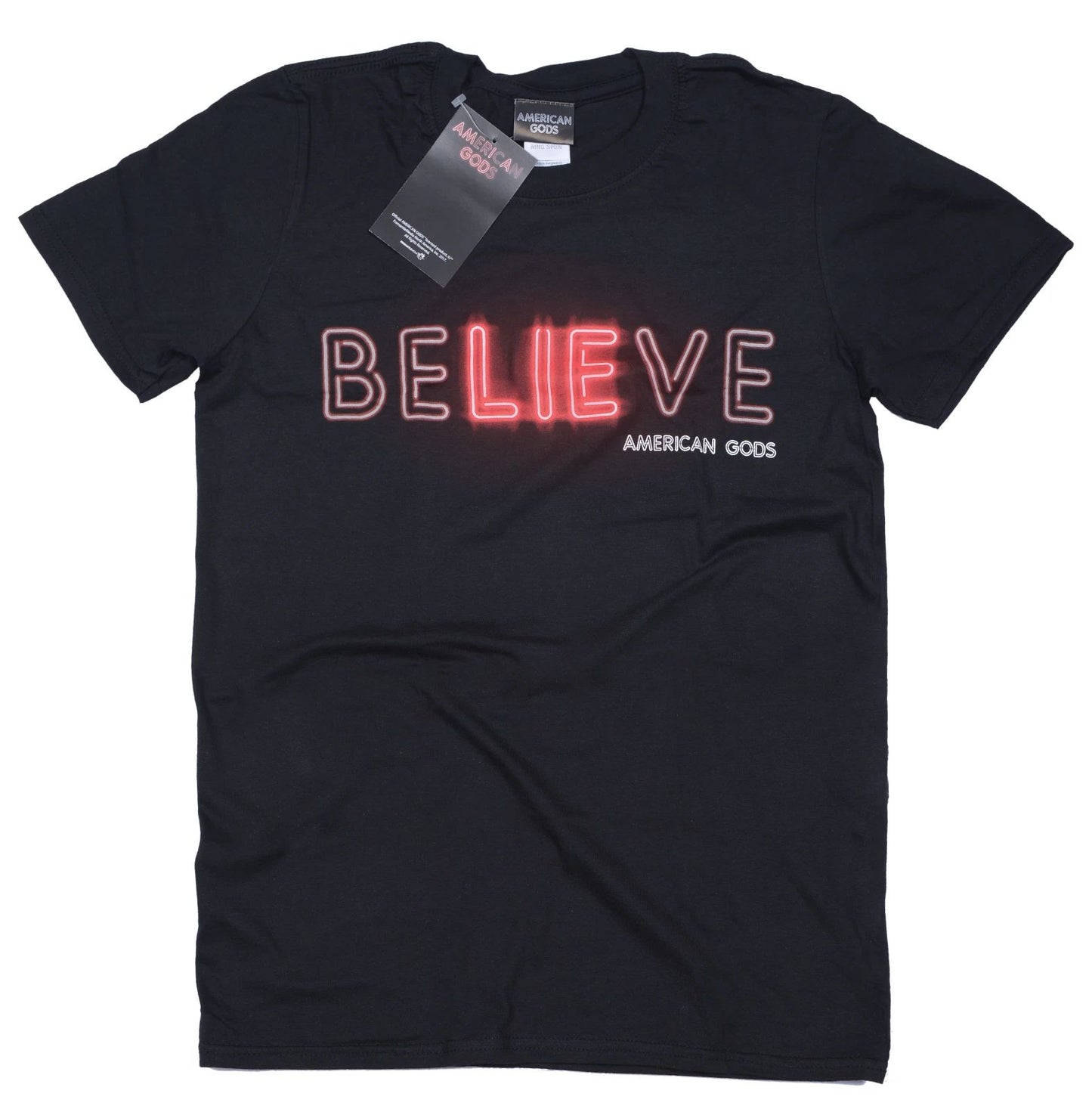 Official American Gods Believe T Shirt Black Cotton Fantasy TV Show New Small