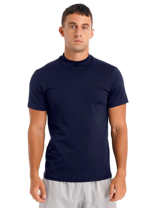 Freebily Men's Short Sleeve Undershirts Tops Slim Fit Basic Pullover Tees