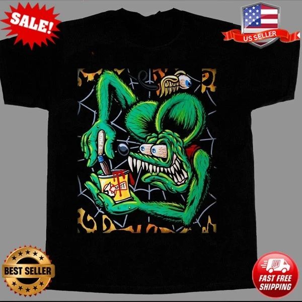 VTG New Ed Roth Rat Fink Funny Cotton Black Unisex T-Shirt S-5XL