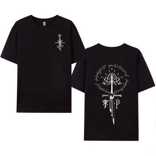Middle Earth Graphic T-Shirt Vintage Distressed Fantasy Fan Cotton Tee