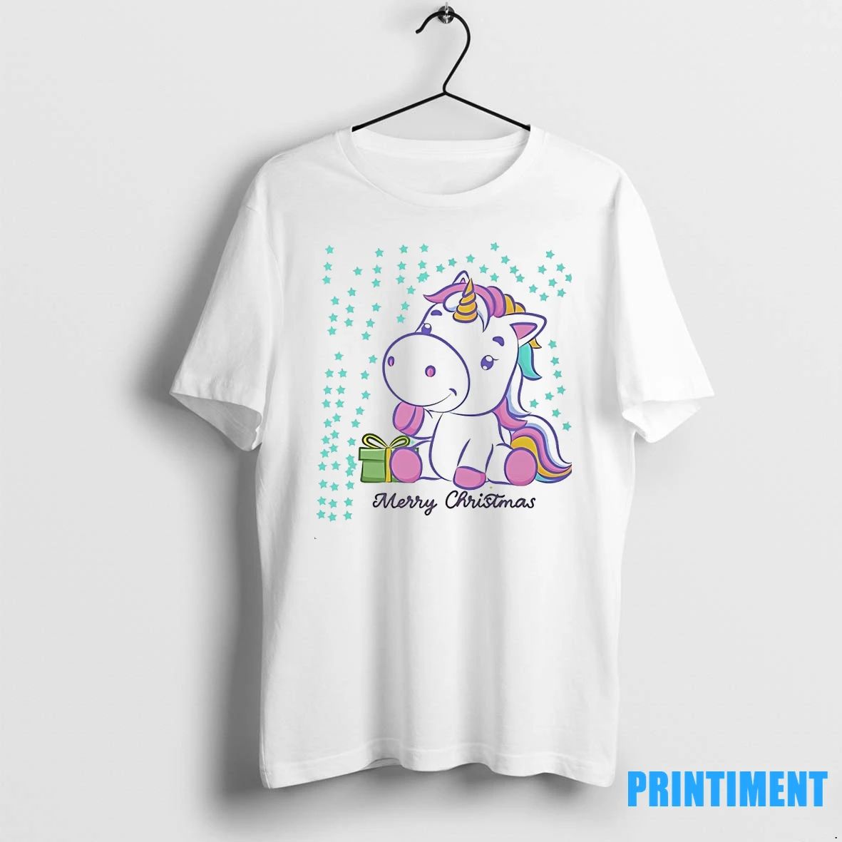 Merry Christmas Unicorn Gift Box Stars Tshirts Sweater