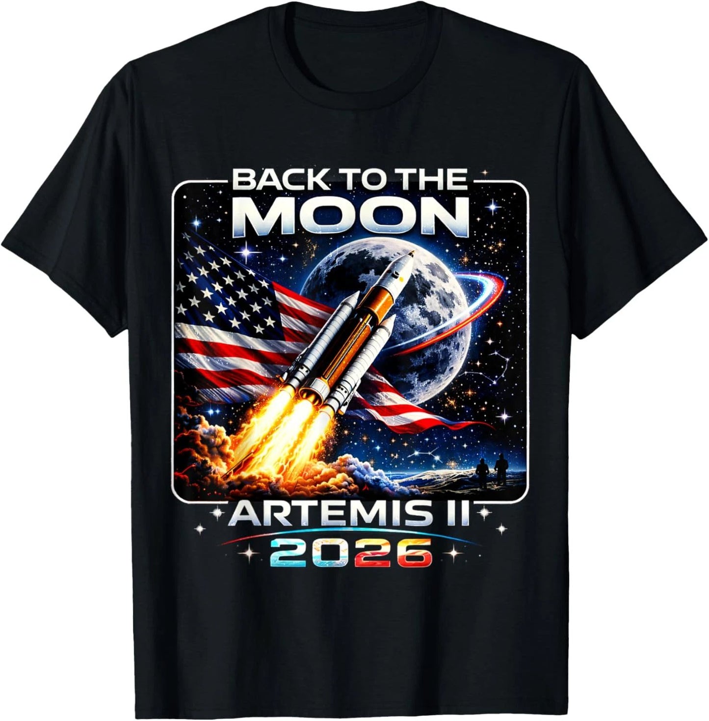 HOT! Moon Rocket Artemis II 2026 NASA Space Program Graphic T-Shirt SIZE S-4XL