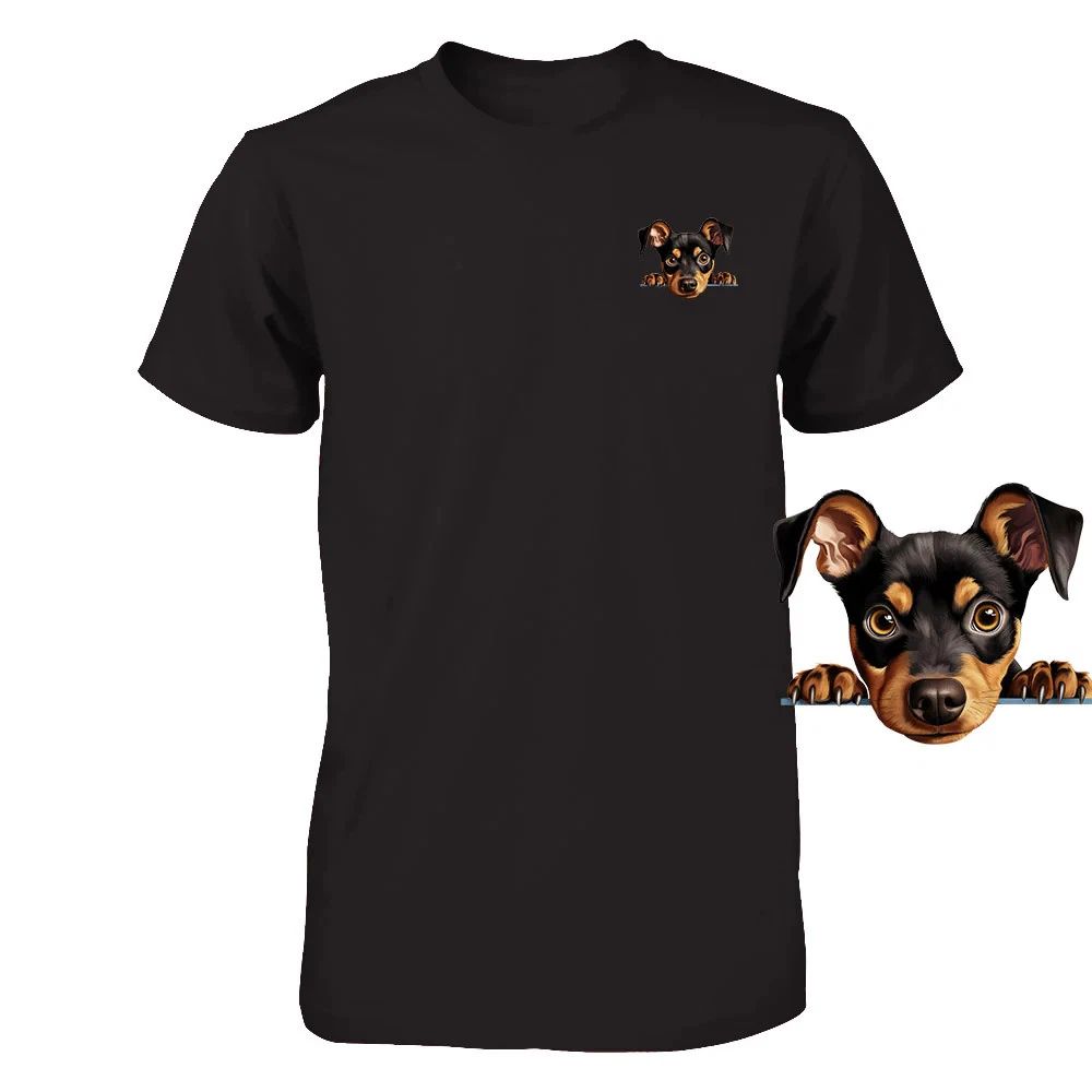 Funny German Pinscher Dog Peeking Pocket Tshirt Cute Puppy Dog Lover Tee Gift