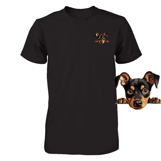 Funny German Pinscher Dog Peeking Pocket Tshirt Cute Puppy Dog Lover Tee Gift