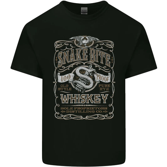 Snakebite Whiskey Whisky Biker Motorcycle Mens Cotton T-Shirt Tee Top