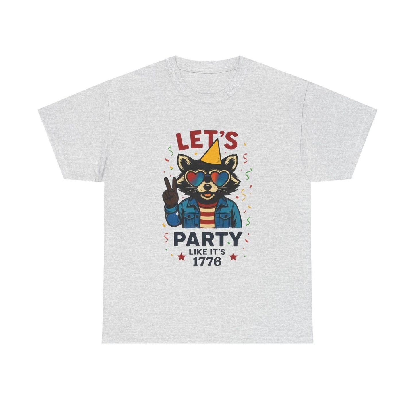 Celebrate Freedom Unisex Heavy Cotton Tee | Vintage Party Raccoon Animal Design