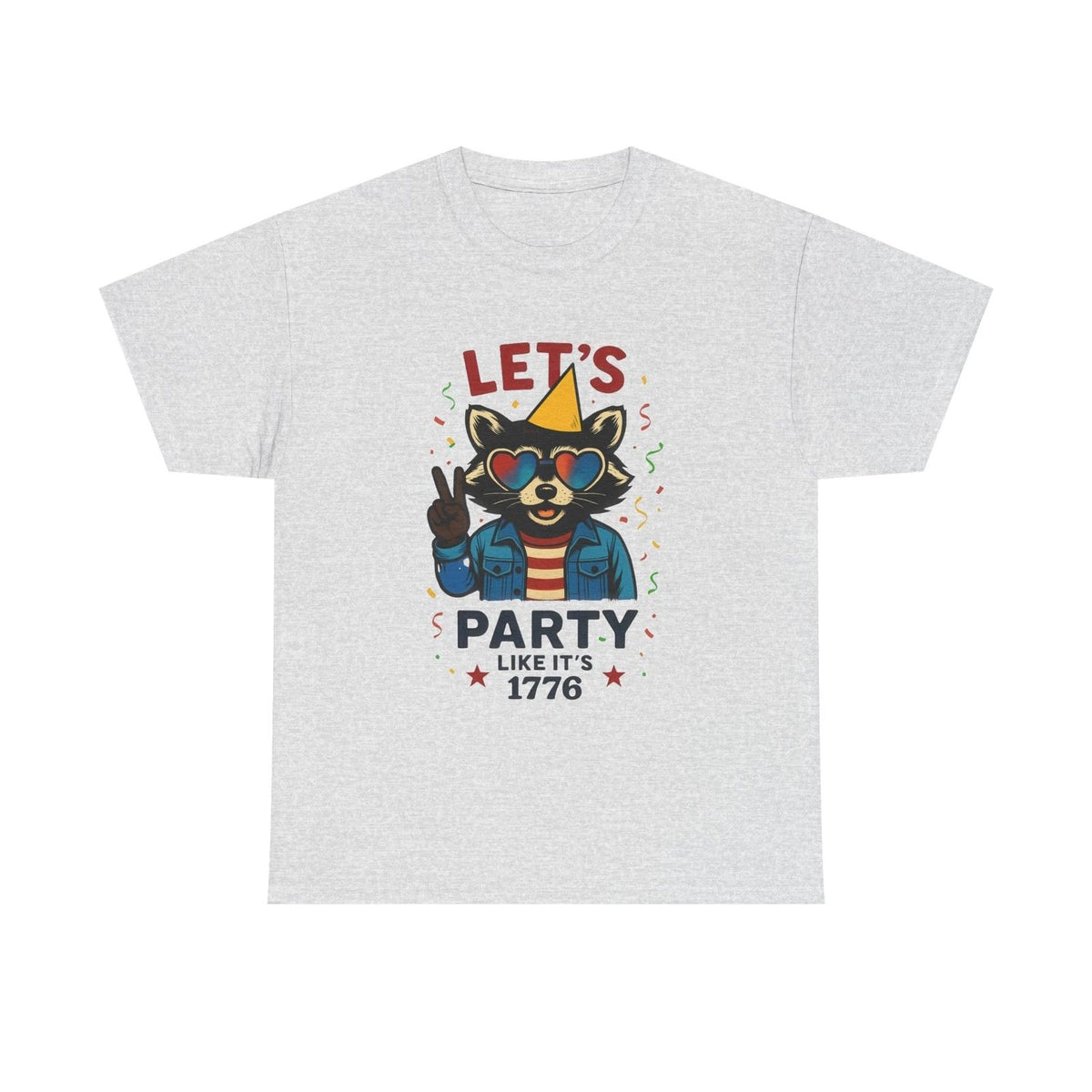 Celebrate Freedom Unisex Heavy Cotton Tee | Vintage Party Raccoon Animal Design