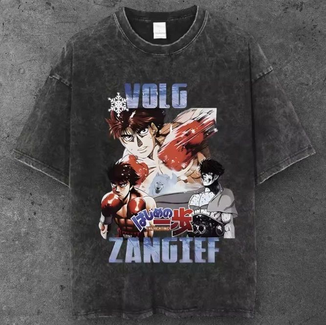 Unisex Anime Boxing Heavyweight T Shirt Black Grunge Aesthetic S-2XL