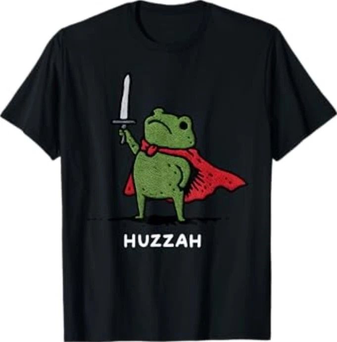 Huzzah Frog Knight Funny Sword Meme Quote T-Shirt