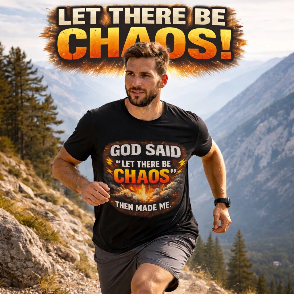 God Made Me Chaotic Funny Graphic T Shirt Sarcastic Unisex Bella Canvas