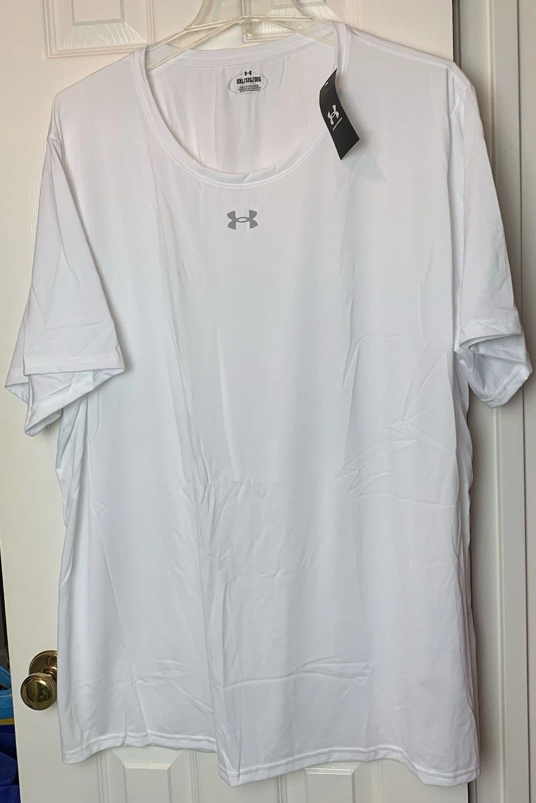 Under Armour Mens White Team Tech Polyester Shirt Big & Tall Size 5XL NWT New