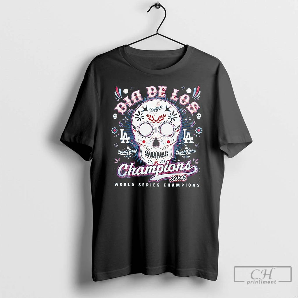 Premium Los Angeles Dodgers 2025 World Series Champions Dia De Los 2 Sided T Shirts