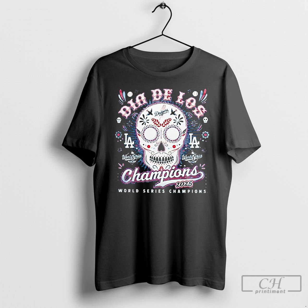 Premium Los Angeles Dodgers 2025 World Series Champions Dia De Los 2 Sided T Shirts