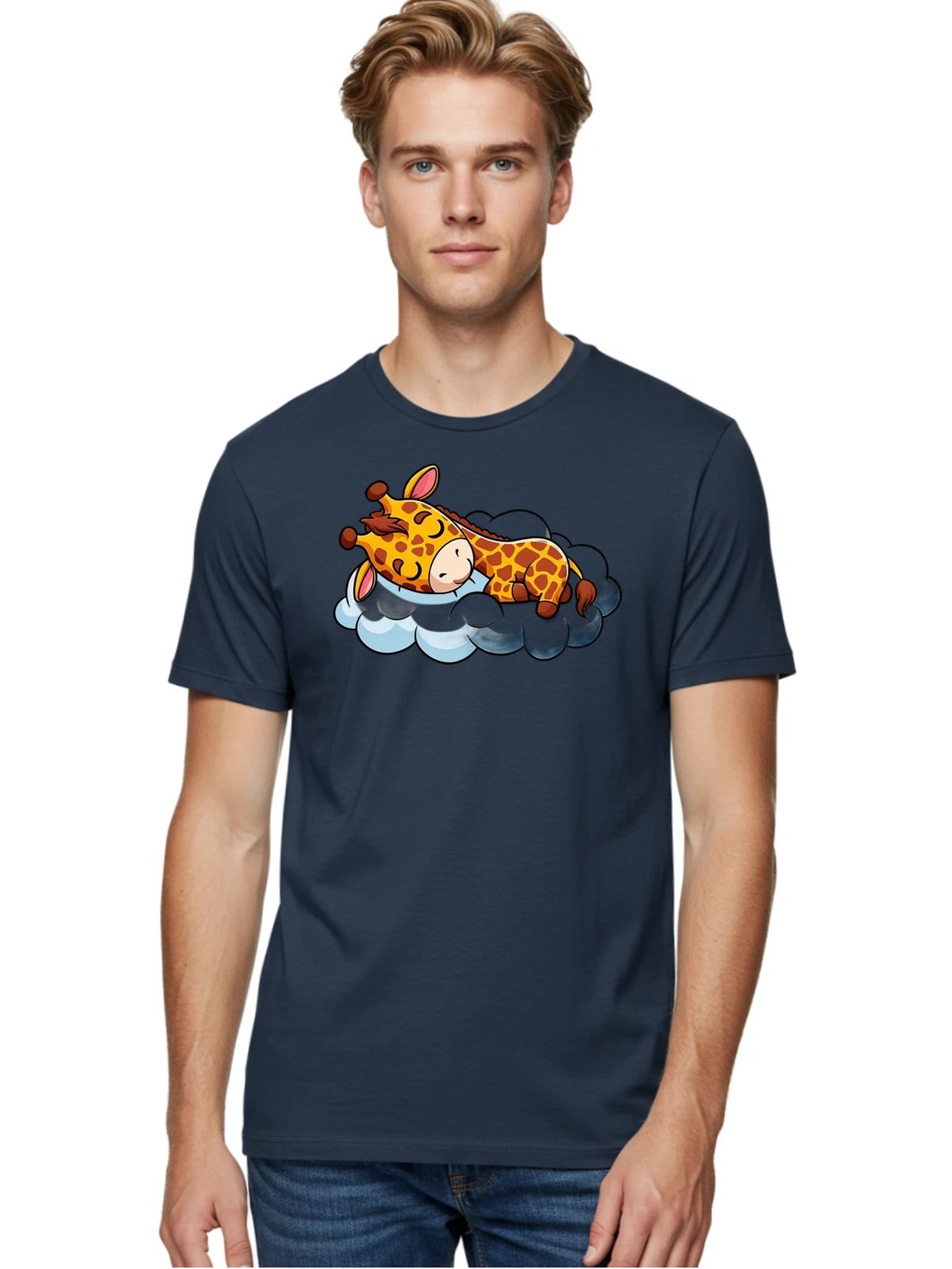 Sleeping-Giraffe-7 Mens Graphic Tee, 100% Cotton, Casual Summer Wear