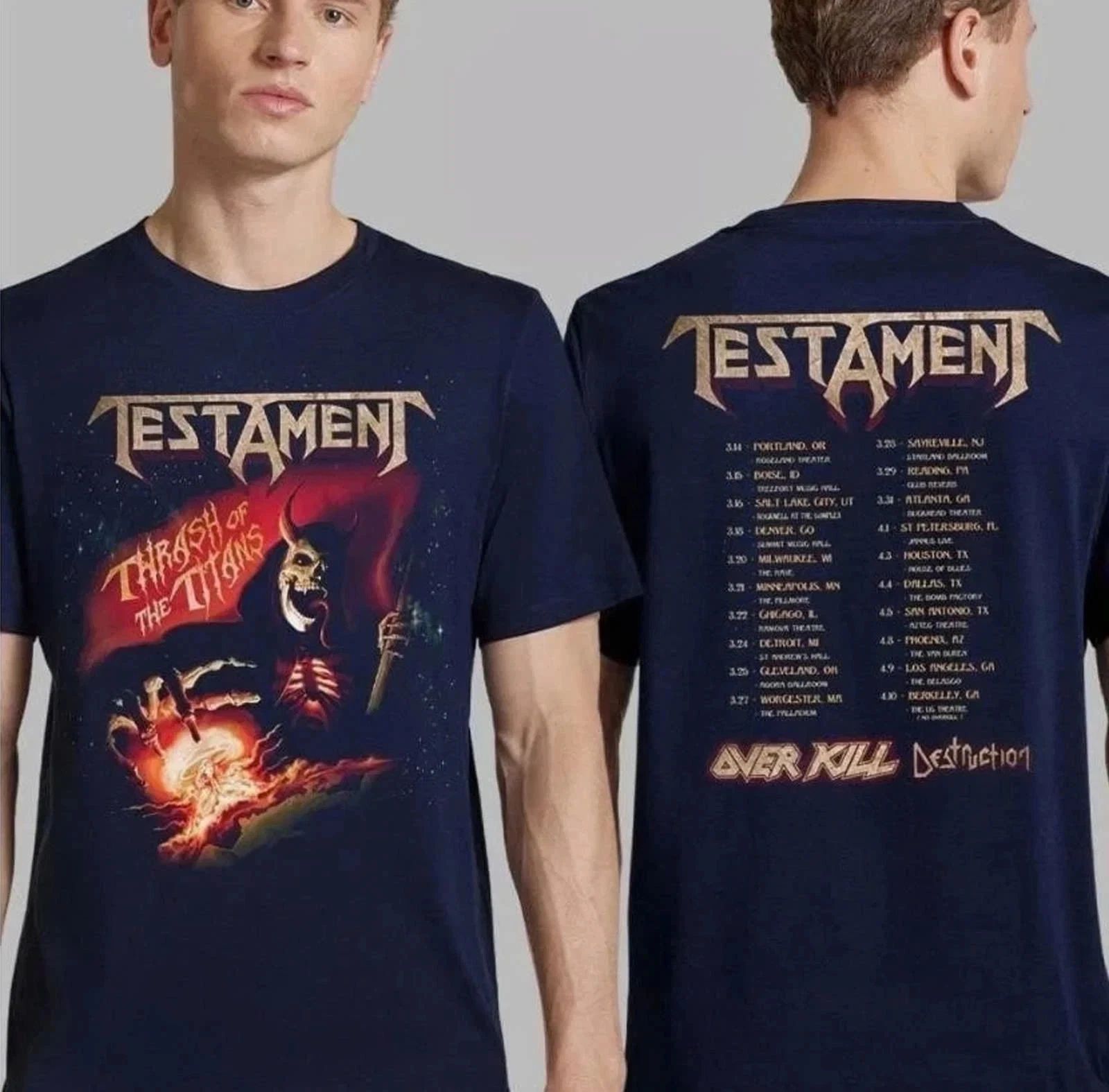 Testament Band Tour 2026 Thrash Of The Titans Hoodie T Shirt Metal Full Size