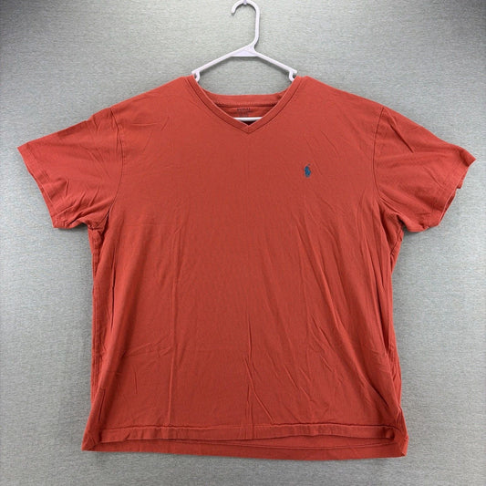 Polo Ralph Lauren V Neck Short Sleeve Shirt Mens Size XL Soft Orange