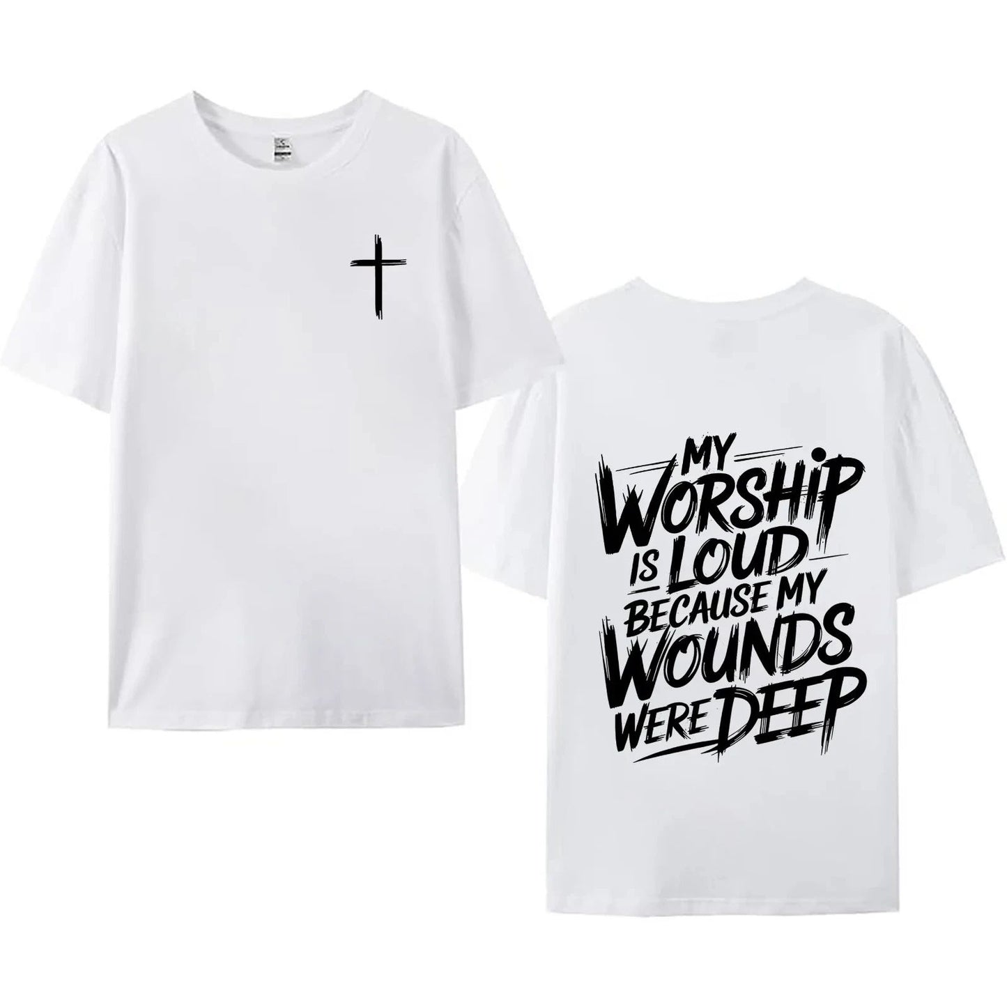 My Worship Is Loud Christian Graphic T-Shirt 2-Sided Washed Vintage Tee