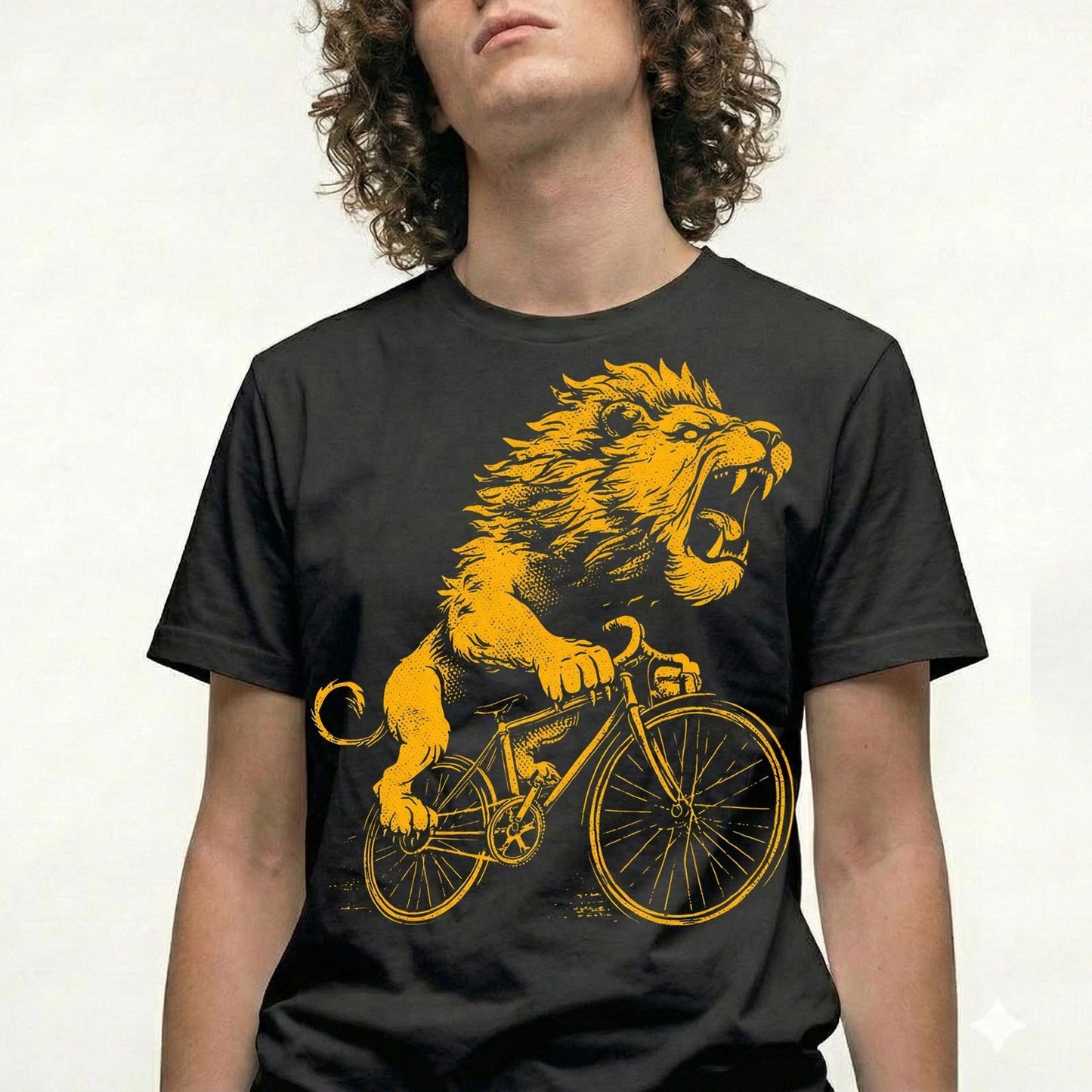 Lion Bicycle T-Shirt Vintage Roaring Retro Tee Funny Gift