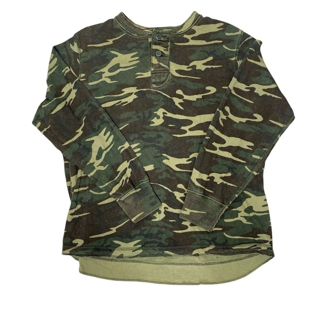 No Boundaries Vintage Fit Organic Camo Henley XL Long Sleeve Top