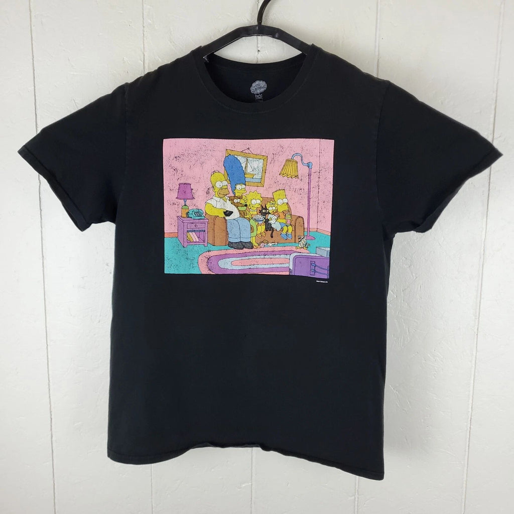 The Simpsons Shirt Mens Large Black Crew Neck Short Sleeve Graphic Stretch