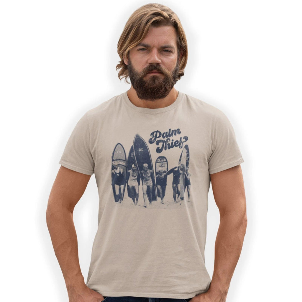 Palmthief Vintage Surfers Hand Printed T-Shirt Birthday Gift Size S-5XL