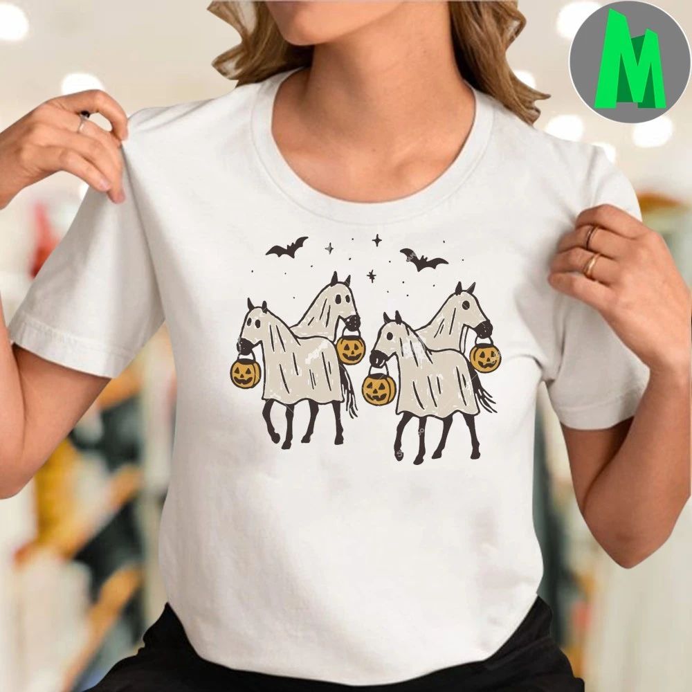 Ghost Horse Halloween Cowboy Horse Boo Ghost Shirt