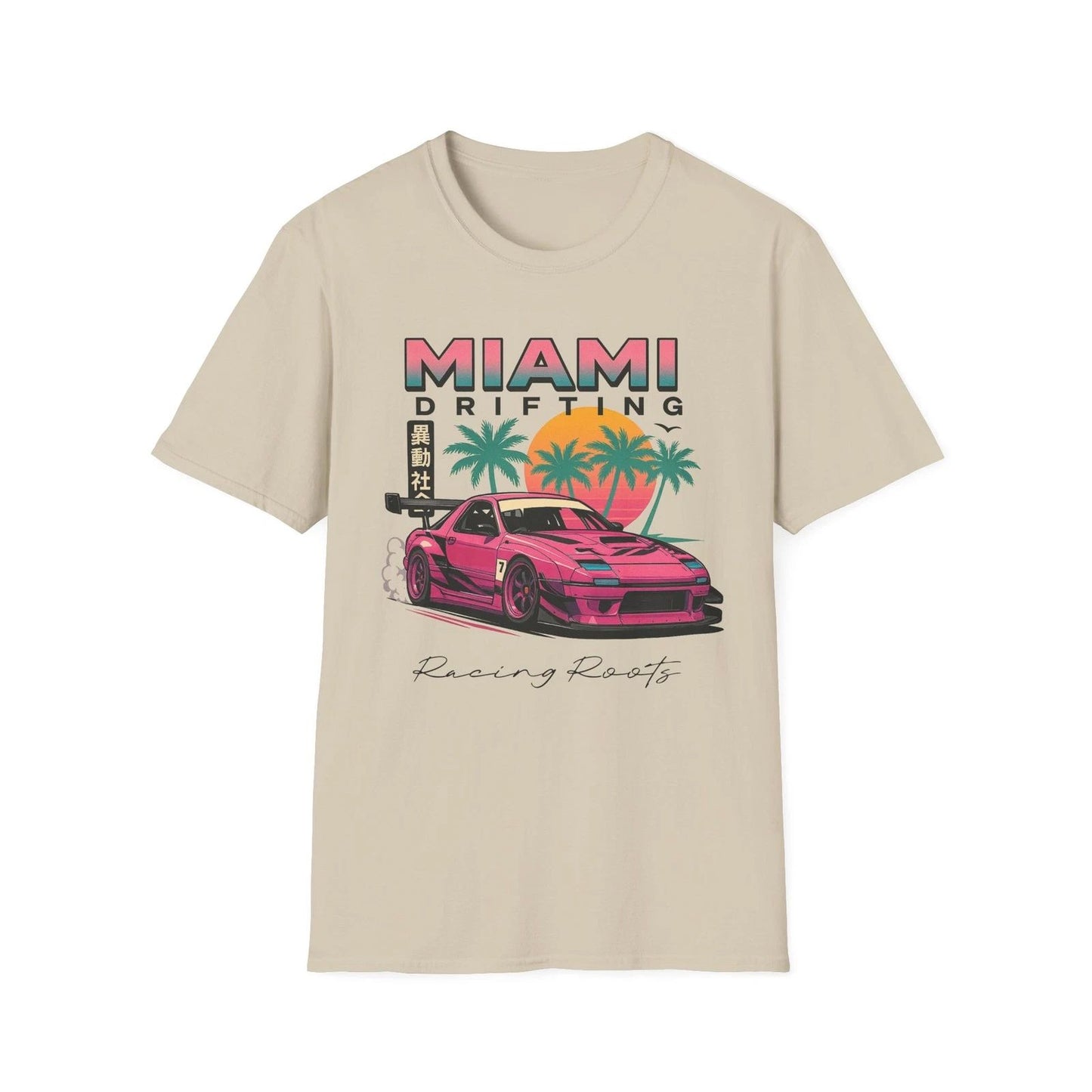 RX-7 Miami Drifting T-Shirt JDM Retro Vaporwave Style 80s Anime Street Racer Tee