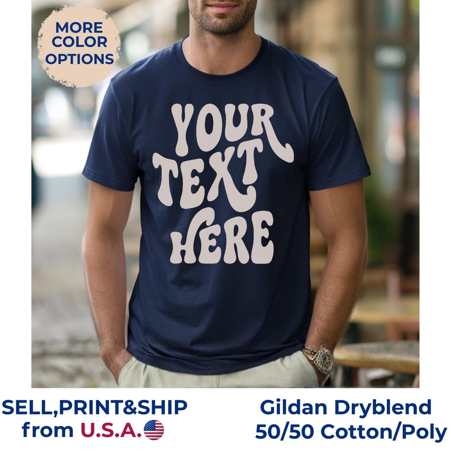 Personalized  Custom T-Shirt w/ Text on Gildan Shirts. Custom Made Tees