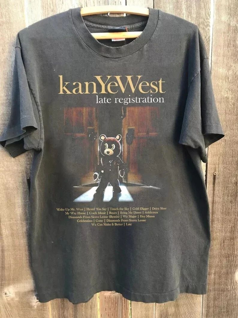 Vintage 90s Kanye West Graphic Retro Style Rappers Charcoal Unisex T-shirt