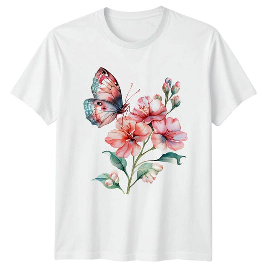 Butterfly Flowers Floral Nature Mens T-Shirt Womens Tee Graphic Unisex Top