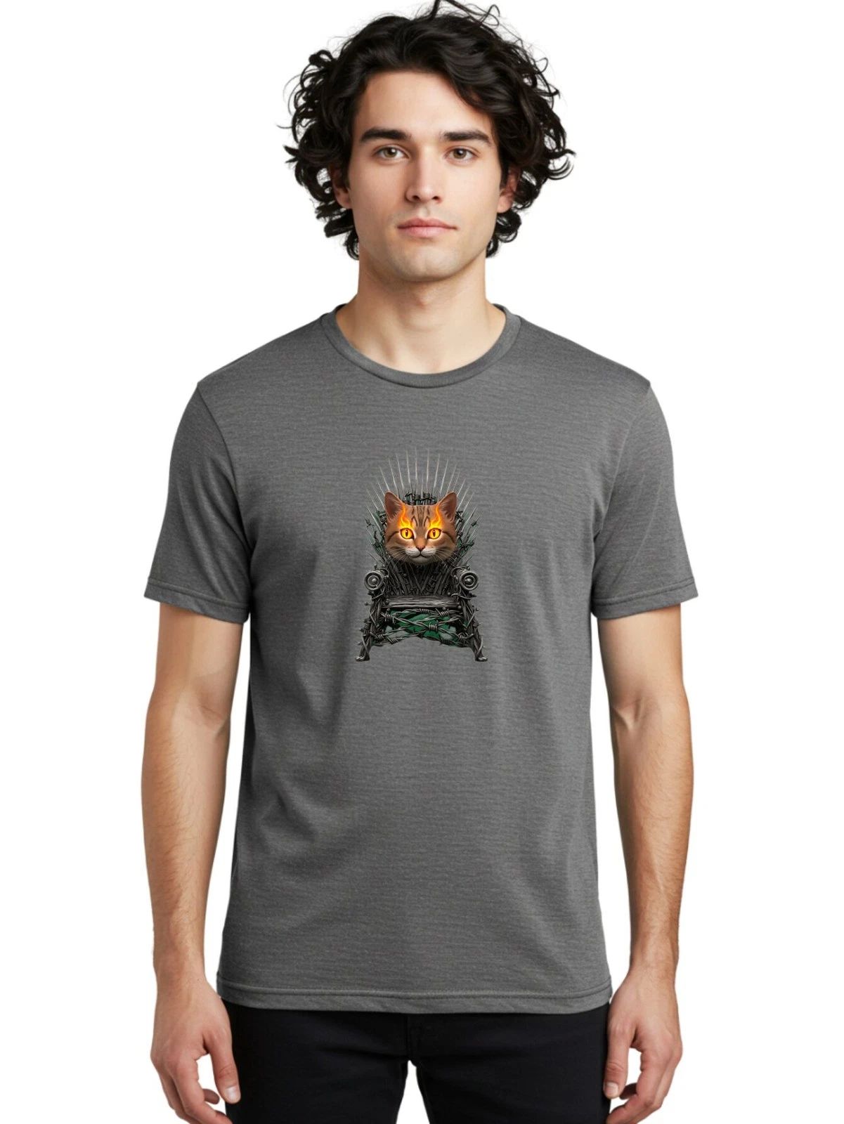 Iron-Throne-Cat Mens Graphic Tee, 100% Cotton, Casual Summer Wear