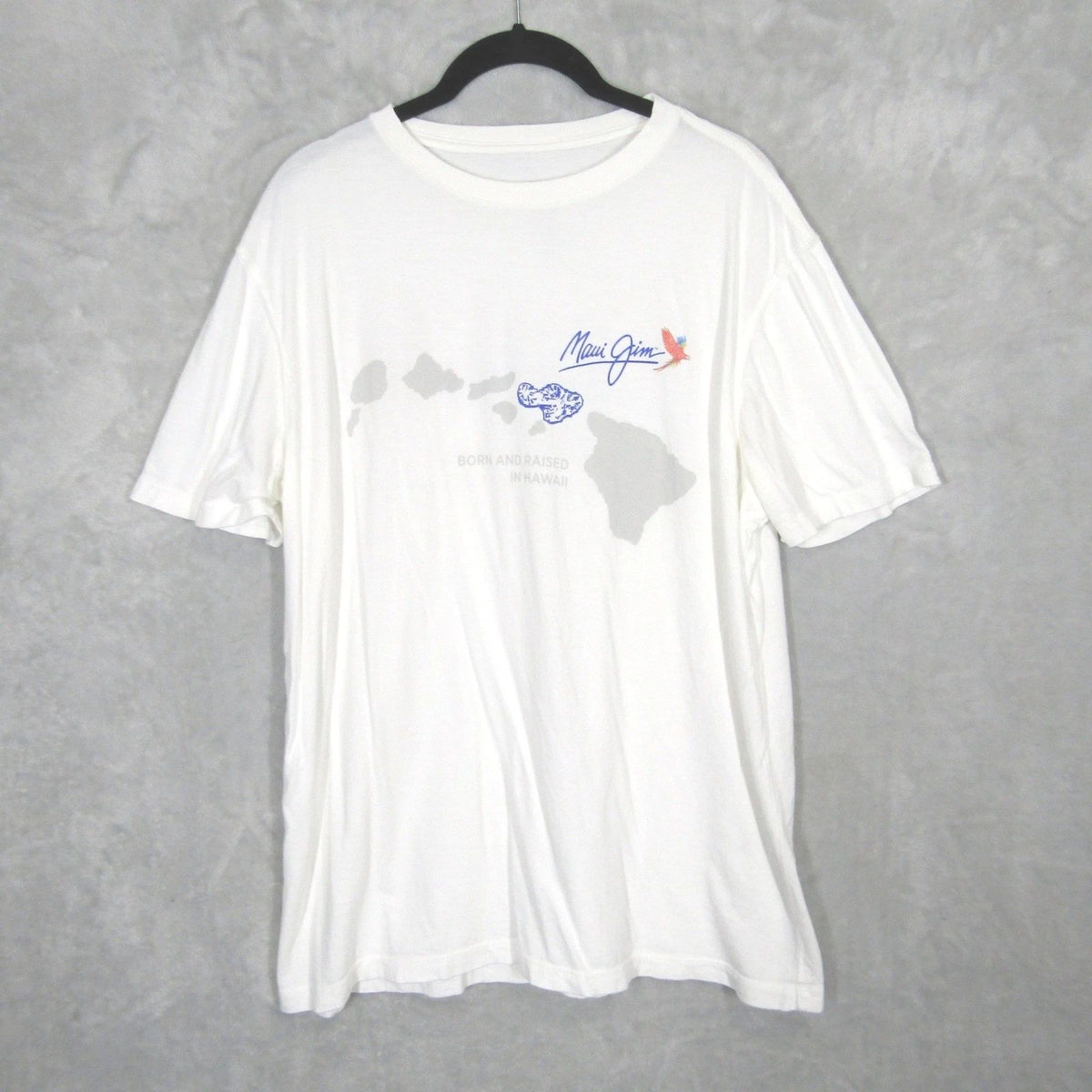 Maui Jim Mens XL White Bamboo Organic Cotton Hawaii Graphic T-Shirt Parrot Logo