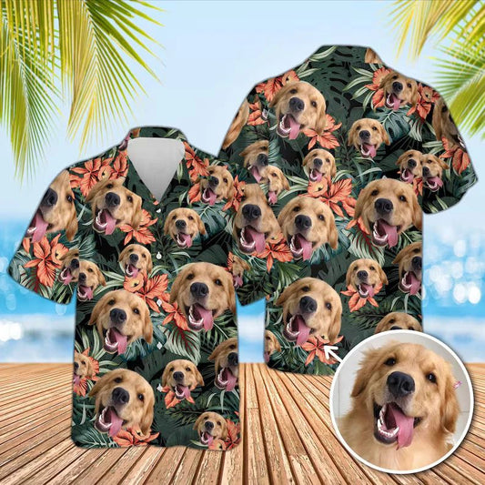 Personalized Dog Photo Hawaiian Shirt Custom Pet Lover Aloha Gift