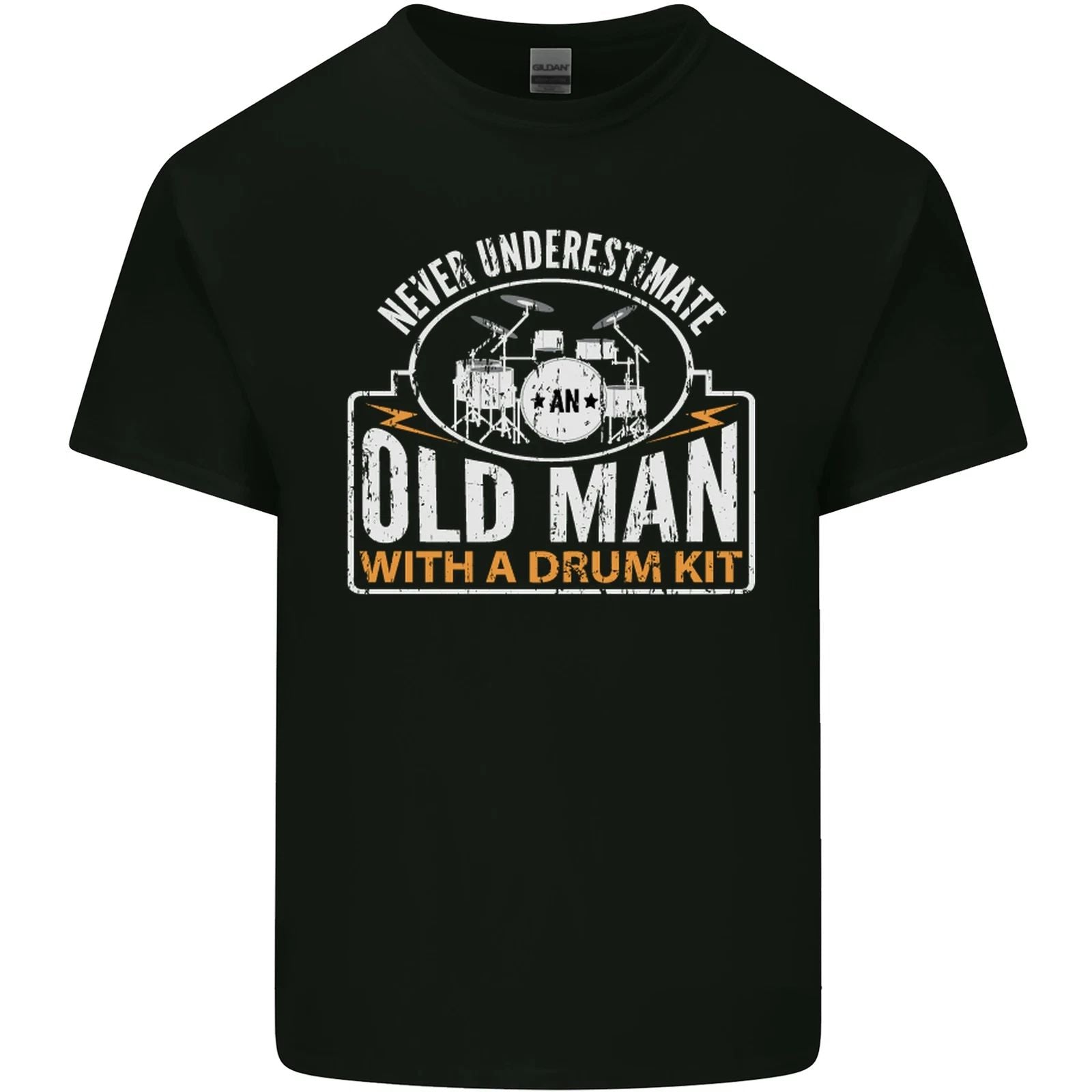 Drumming An Old Man Drummer Drum Funny Mens Cotton T-Shirt Tee Top