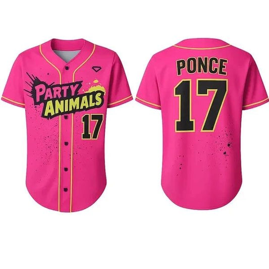 #17 ponce Party Animals BASEBALL SHIRT All sizes S to 6XL US1362