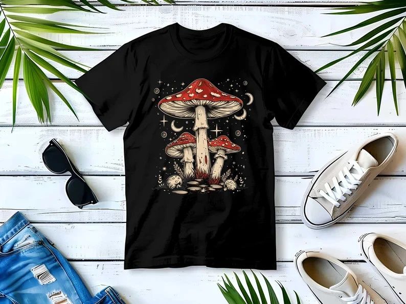Boho Retro Hippie Mushrooms Nature Comfort Tee