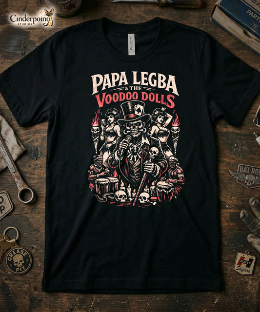 Papa Legba & The Voodoo Dolls T-Shirt - Retro Psychobilly Horror Punk Tee XS-5X