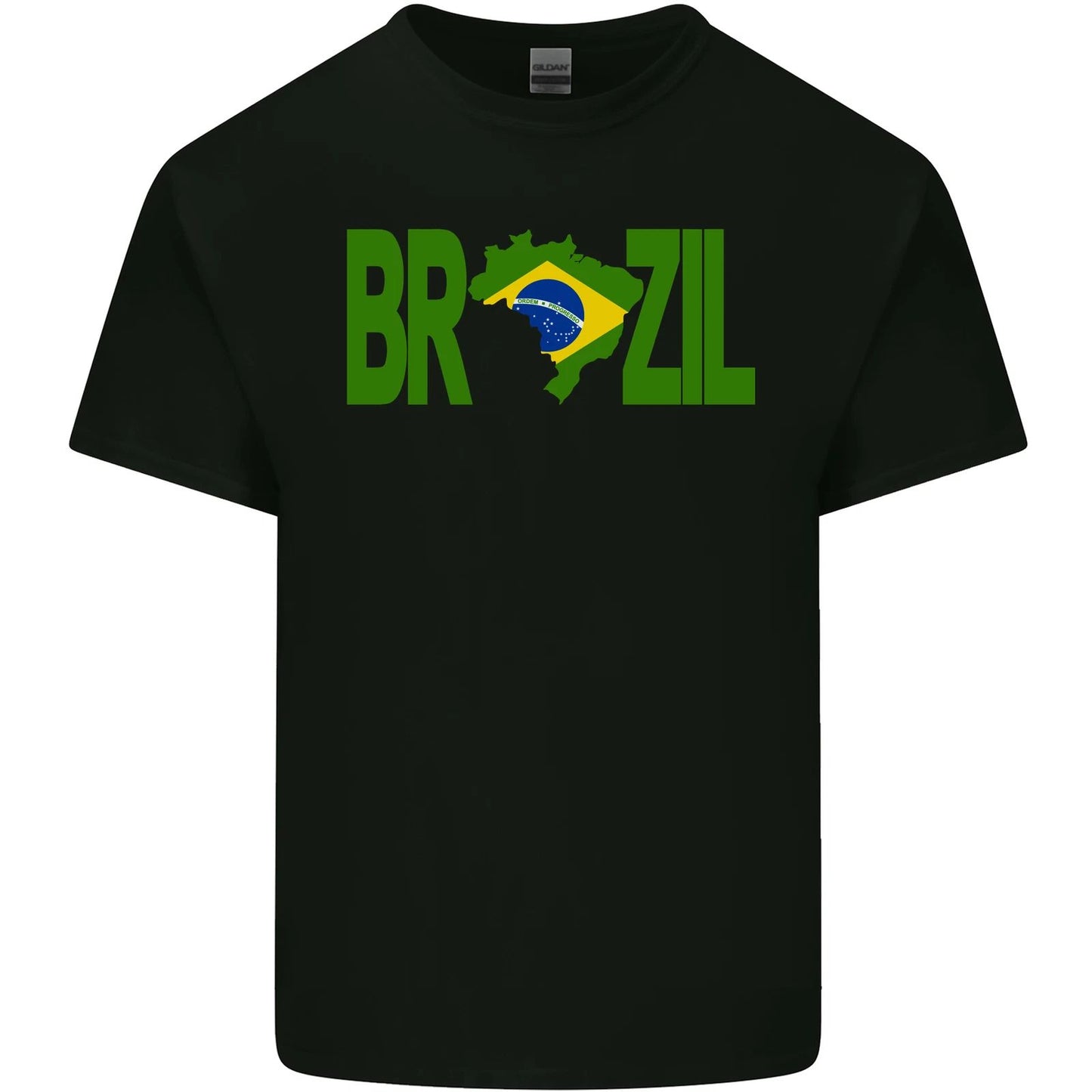 Brazil Football Brazilian Soccer Flag Mens Cotton T-Shirt Tee Top