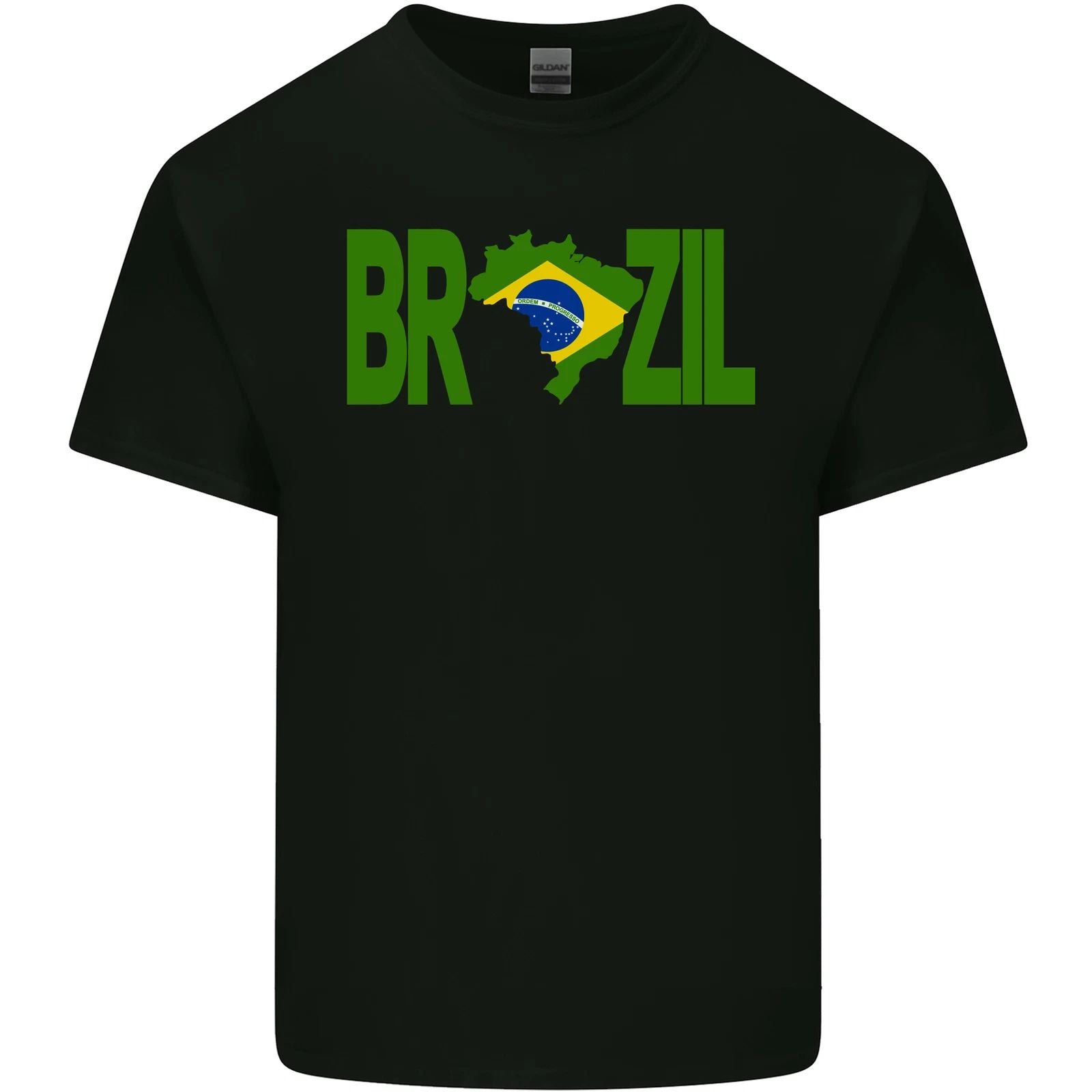 Brazil Football Brazilian Soccer Flag Mens Cotton T-Shirt Tee Top