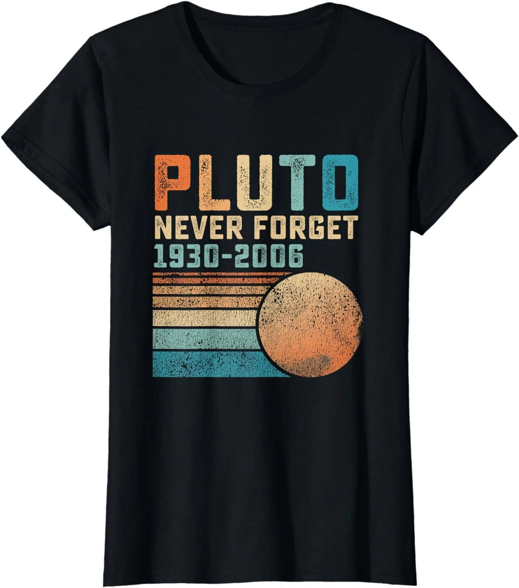 Pluto Never Forget Funny Astronomy Space Science Ladies' Crewneck T-Shirt
