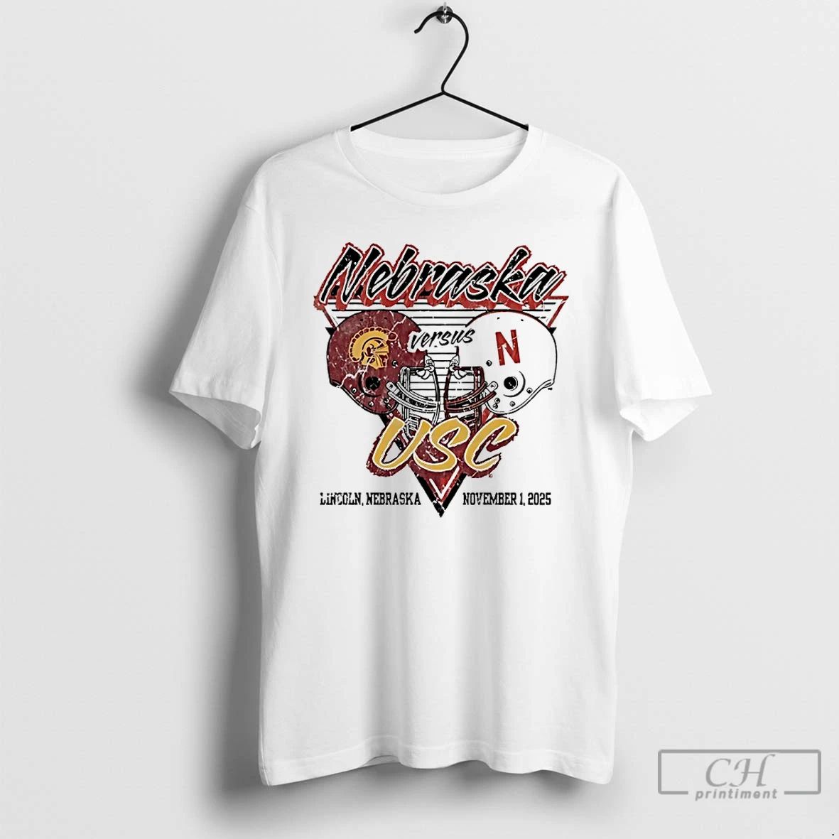 Classic Nebraska Cornhuskers Vs Usc Trojans 2025 Football Helmet T Shirts