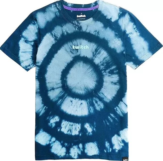 Twitch Men's Graphic T-Shirt  Size Large Teal Tye-Dye Short Sleeve Shirt (L) NEW
