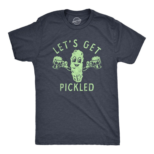 Mens Lets Get Pickled T Shirt Funny Beer Drinking Partying Pickle Lovers Tee for