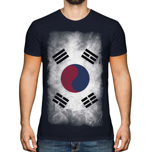 SOUTH KOREA FADED FLAG MENS T-SHIRT TOP HANGUK KOREAN NAM-JOS?N SHIRT FOOTBALL