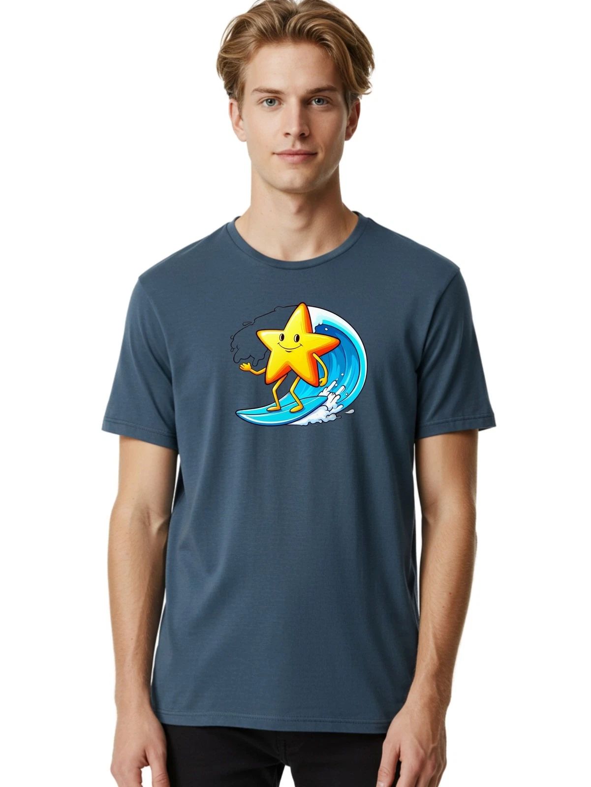 Star-Surfing-2 Mens Graphic Tee,100% Cotton,Casual Summer Wear