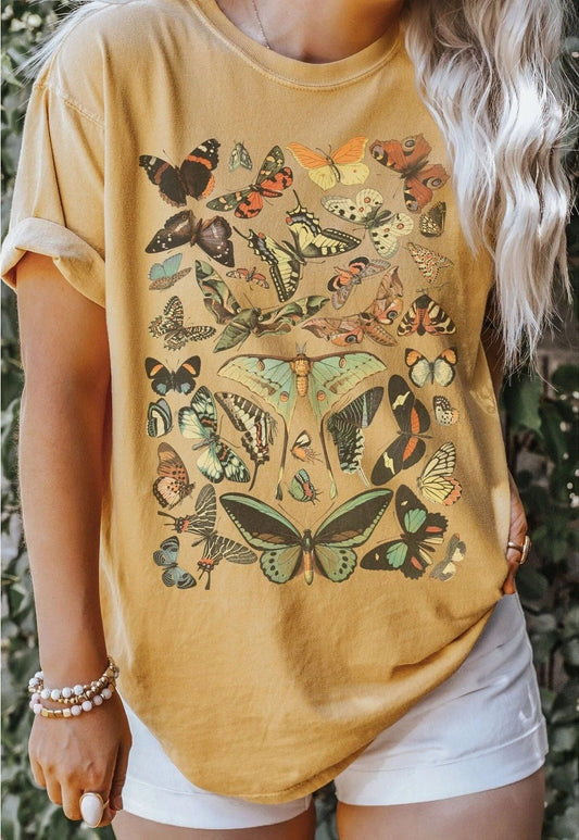 Vintage Butterfly Shirt  Moth Aesthetic tshirt  Comfort Colors Boho Style