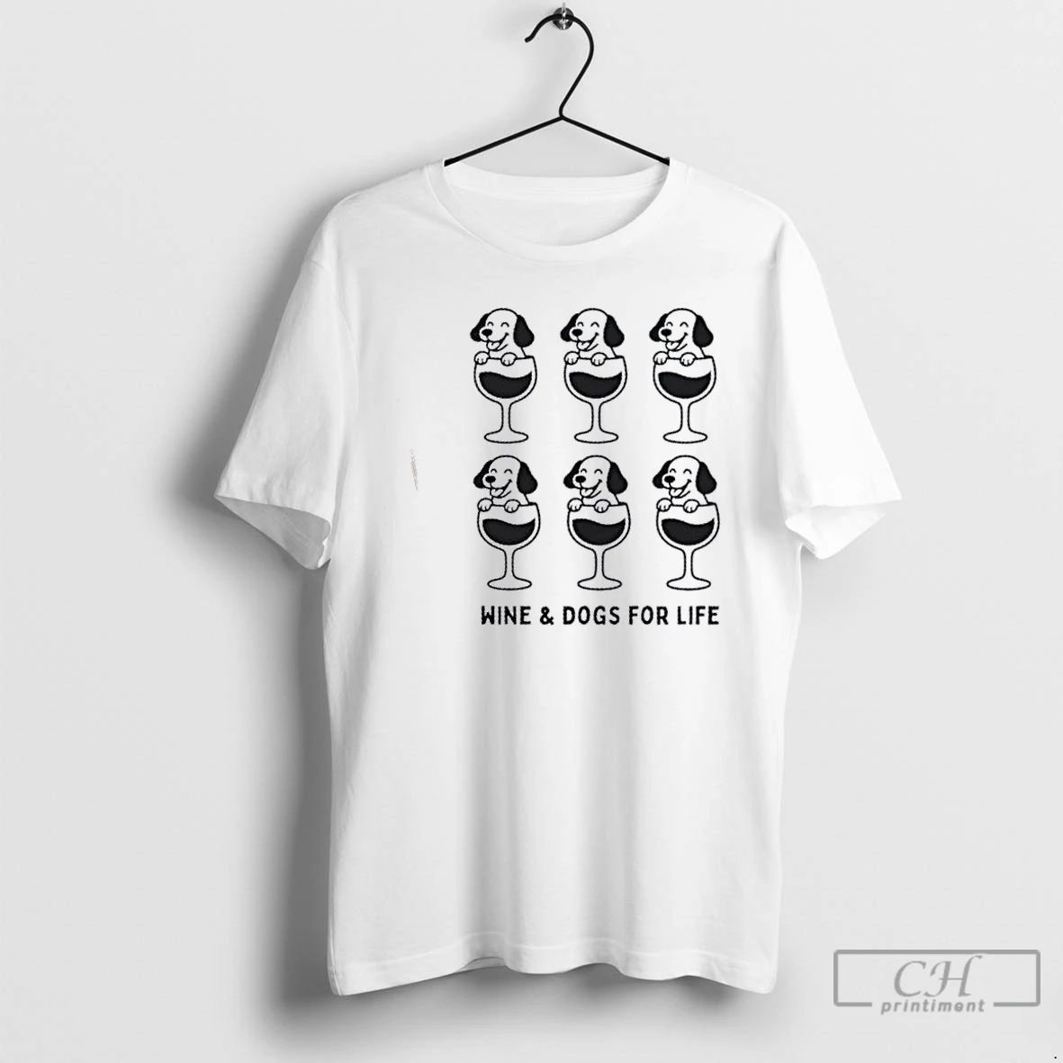 Classic Wine And Woofs Dogs For Life T Shirts