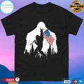 Bigfoot Hold American Flag T-shirt