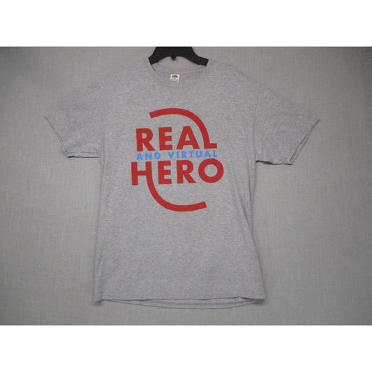 Fruit Of The Loom Gray Graphic Modern Casual Crew Neck TShirt Unisex Size Medium