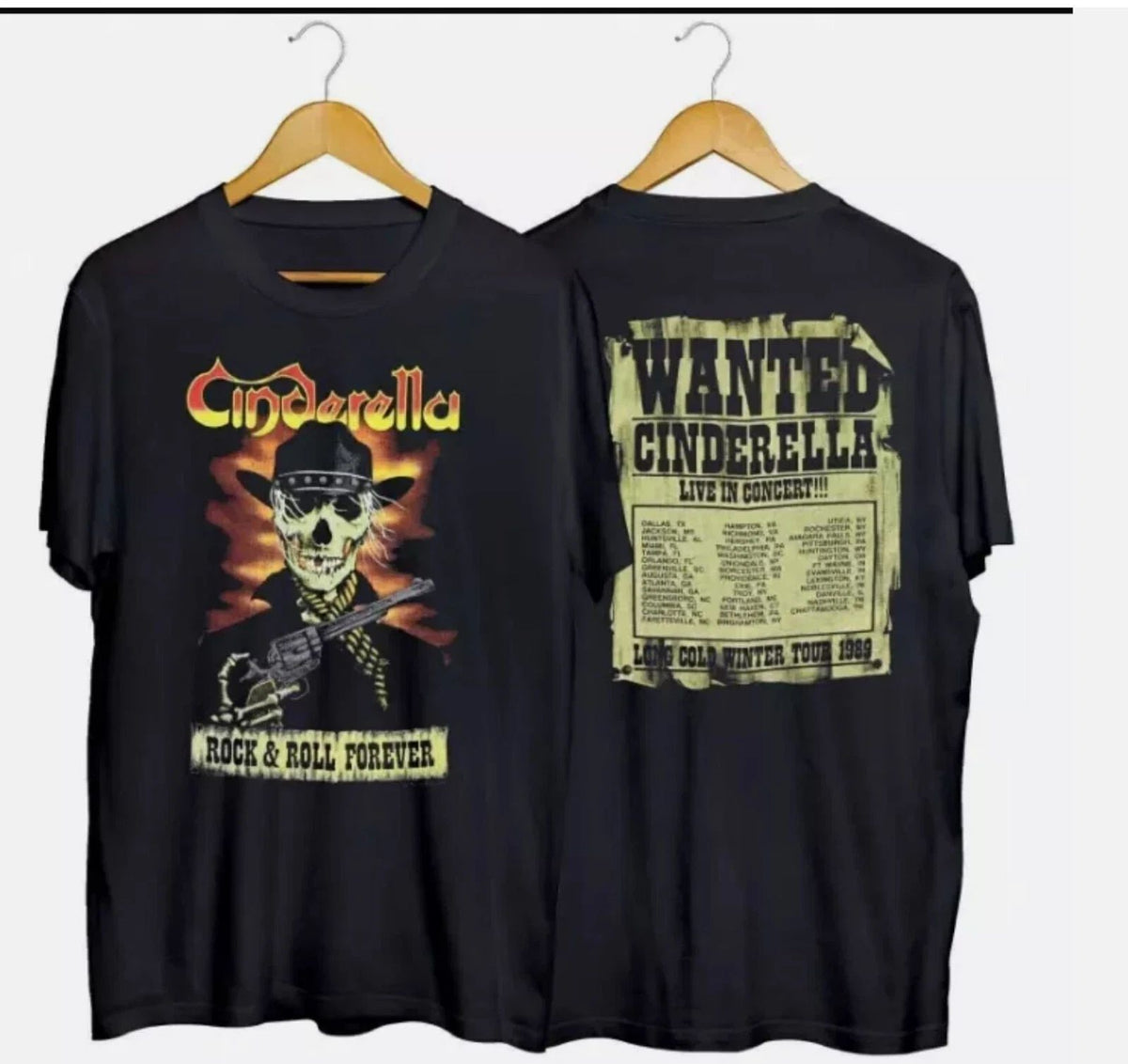 Vintage Cinderella 1989 Long Cold Winter Tour Glam Metal Band T-Shirt S-5XL